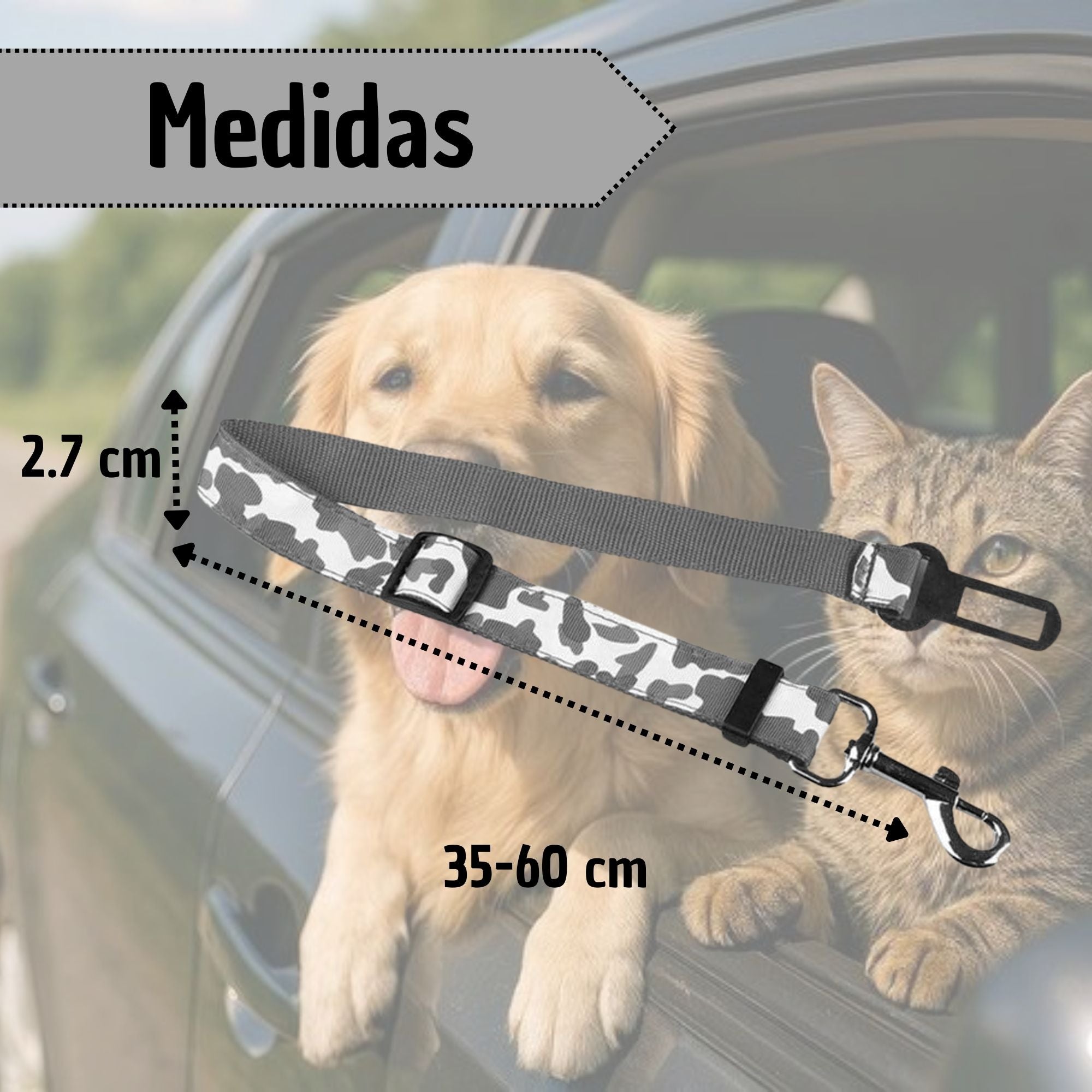 Cinturón de Seguridad Ajustable para Mascotas