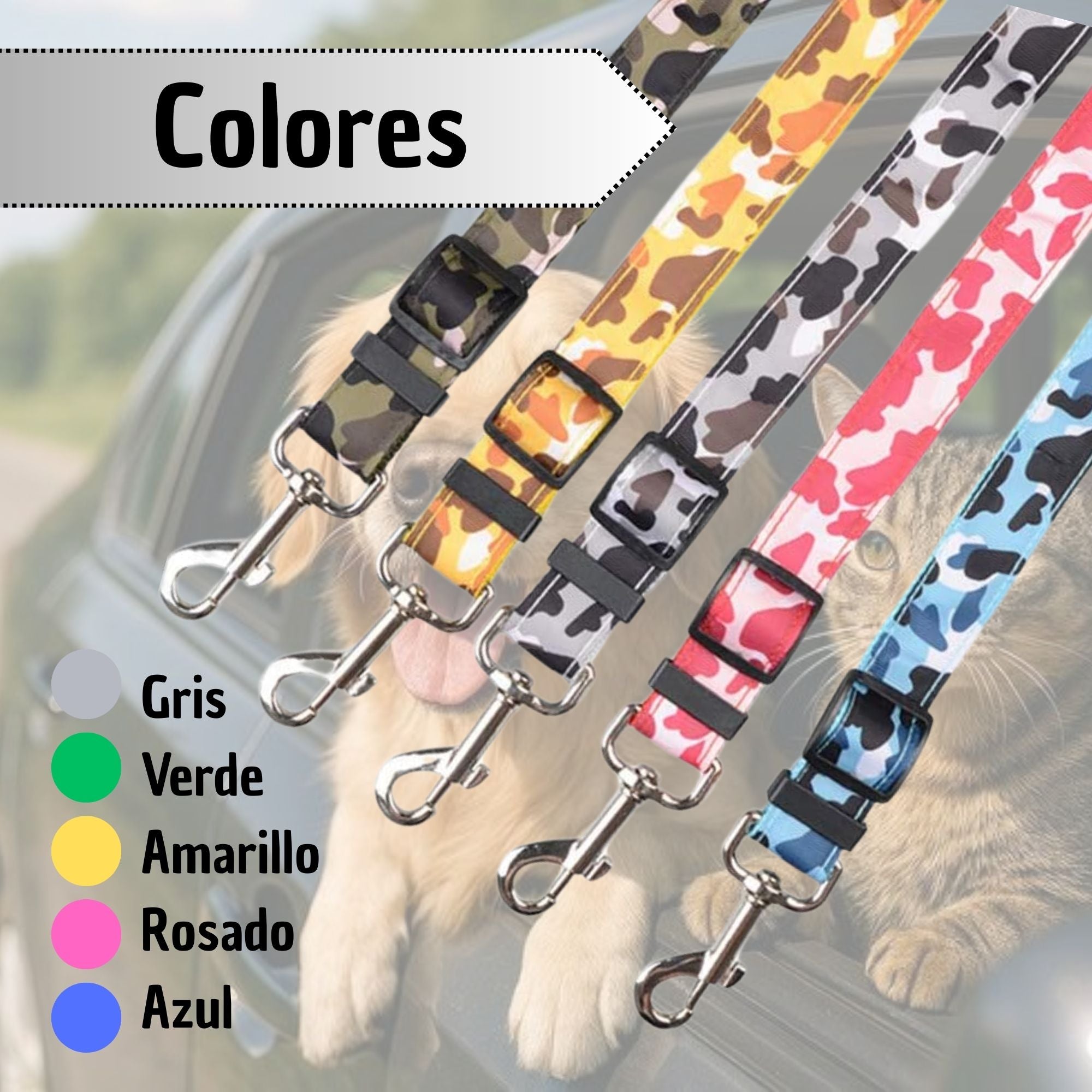 Cinturón de Seguridad Ajustable para Mascotas