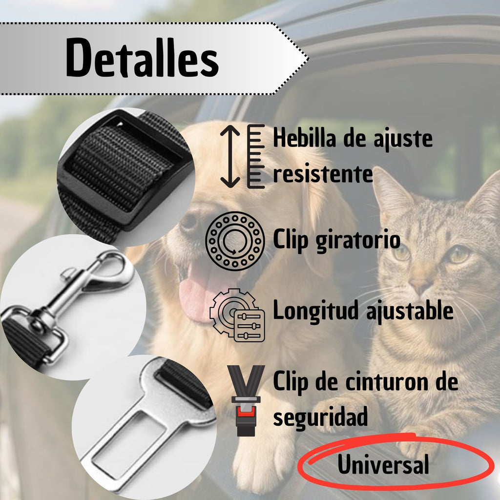 Cinturón de Seguridad Ajustable para Mascotas